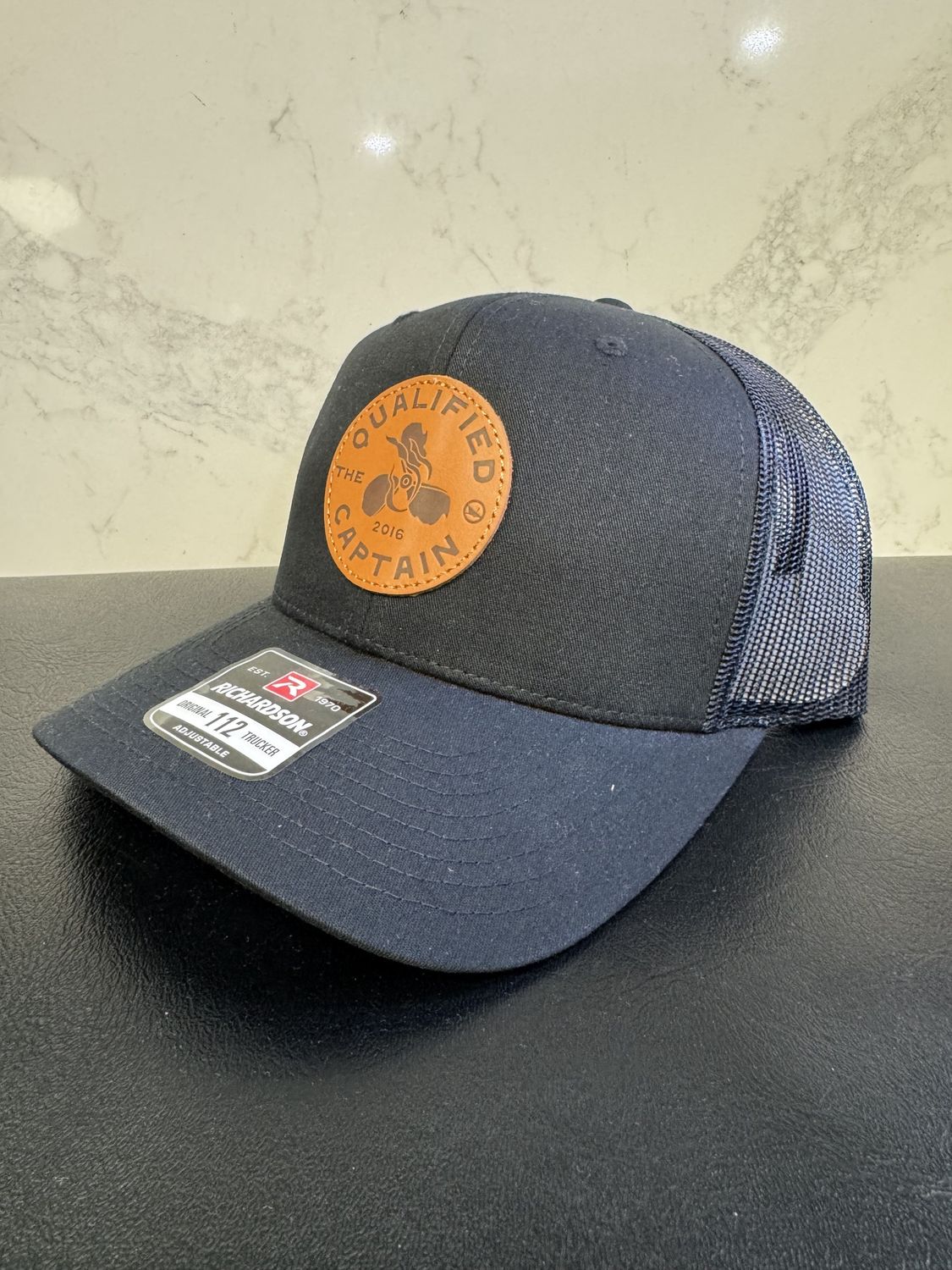 The Qualified Captain Prop Leather Patch Curved Snapback Black