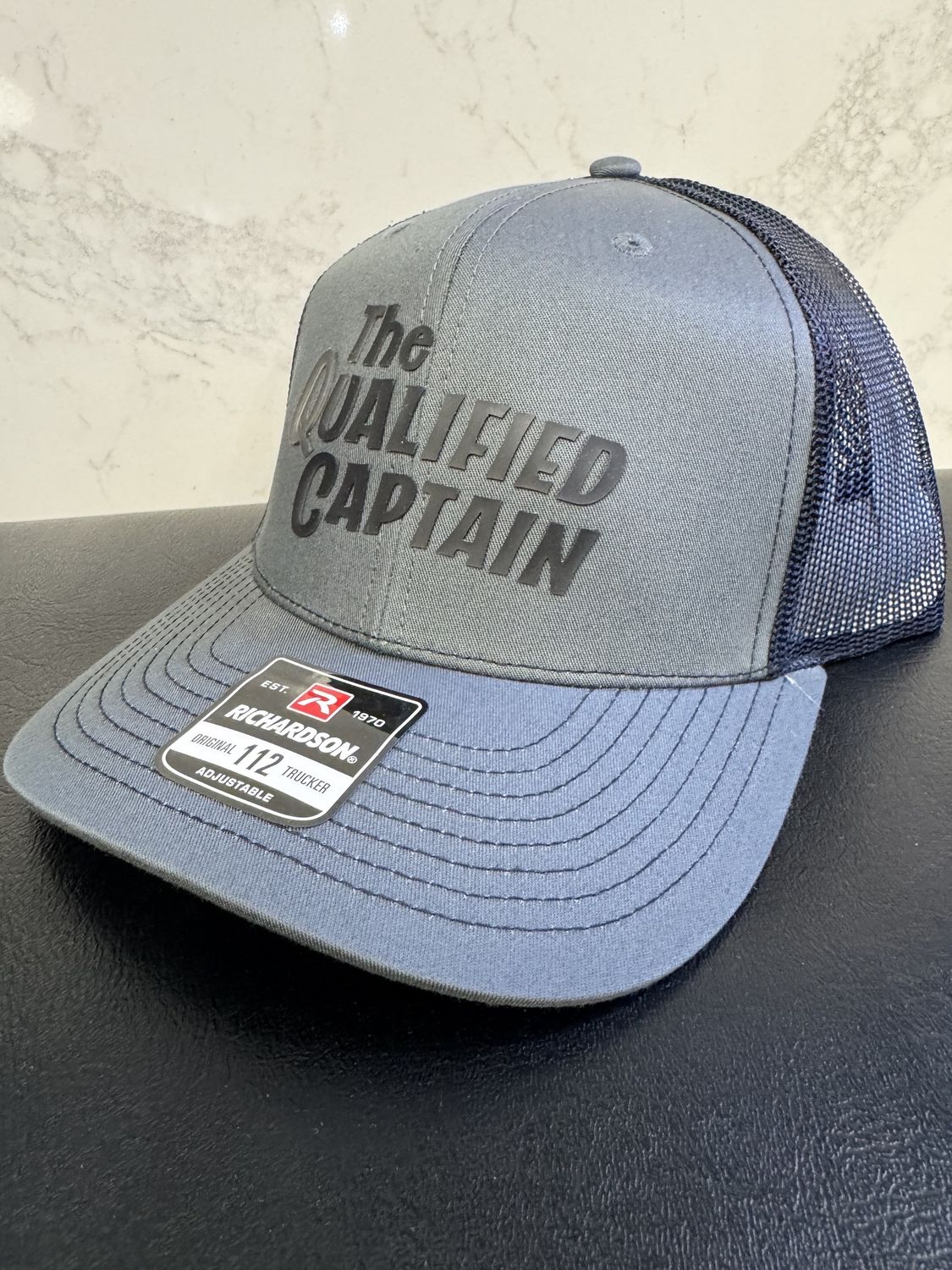 The Qualified Captain TQC Script Charcoal Curved Snapback
