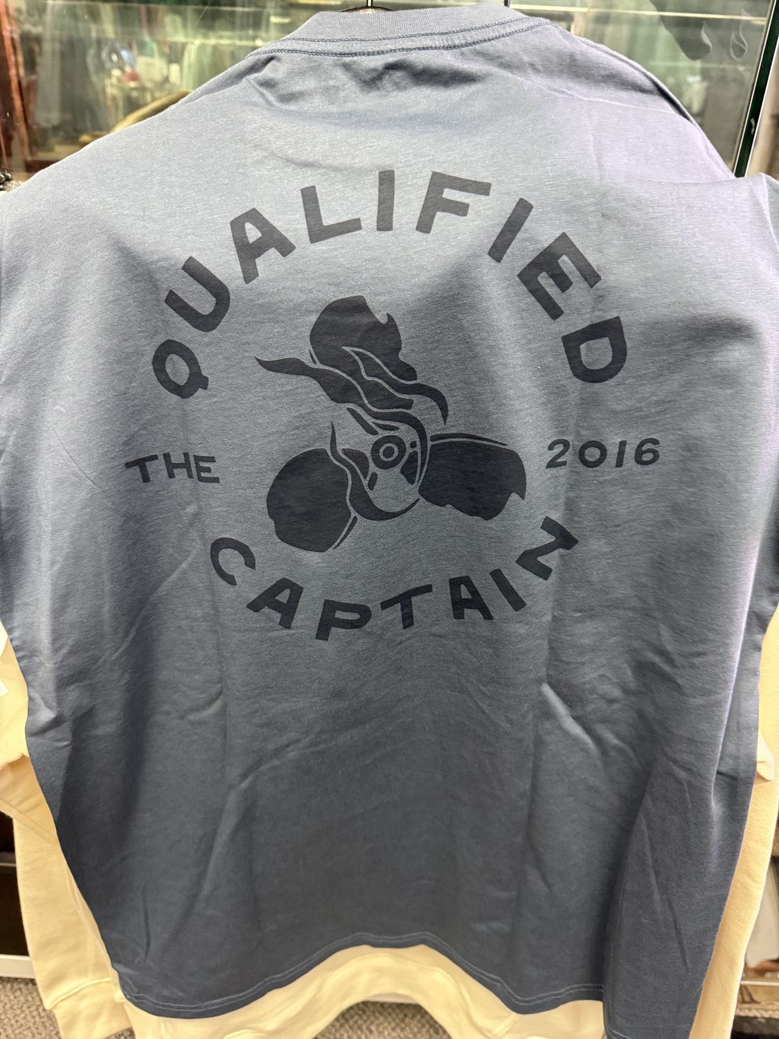 The Qualified Captain Broken Prop Tee Petrol Blue