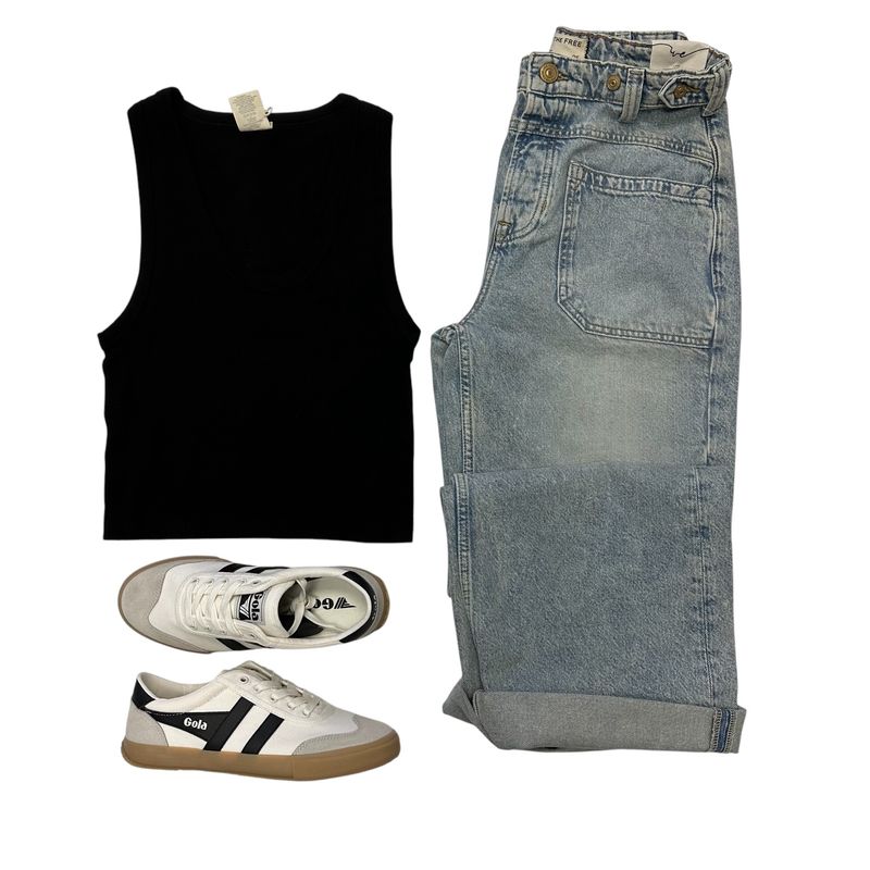 C&#39;est Moi Bamboo Ribbed Tank Black