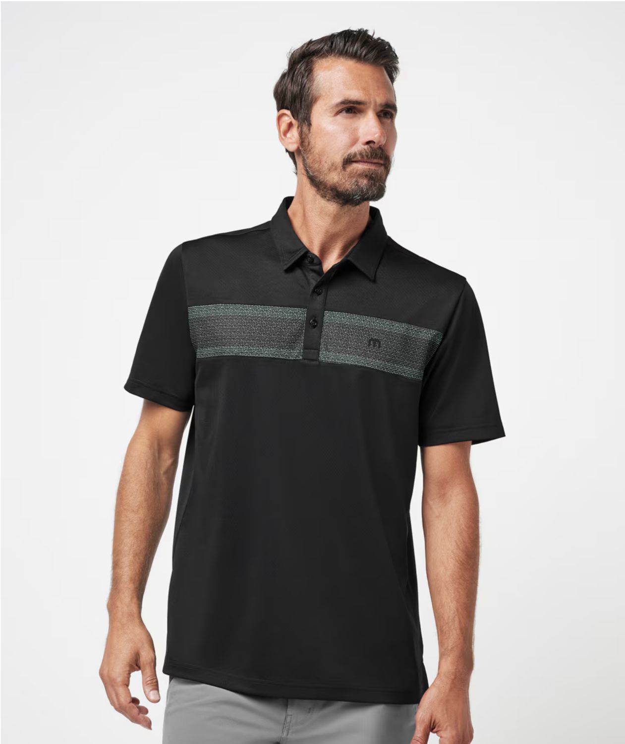 Travis Mathew GOOD GOOD CHEST STRIPE POLO Black