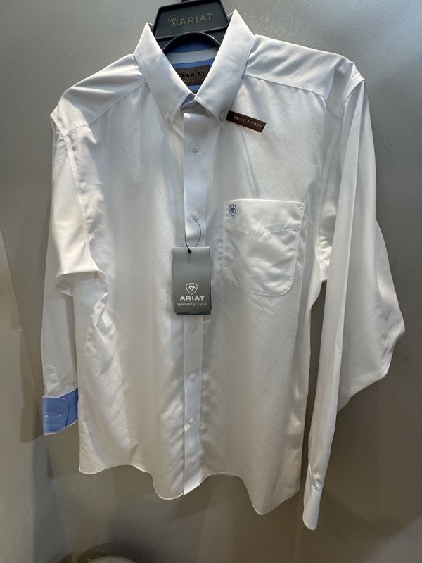 Ariat Wrinkle Free Solid Classic Fit Shirt LS White