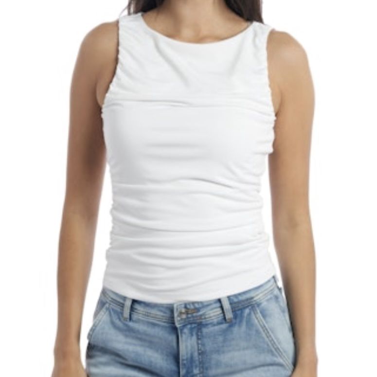 Guess Shirred Ciena Tank White