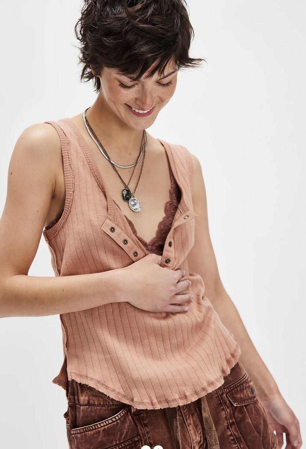 Free People  Bryson Henley Tank Twany Birch