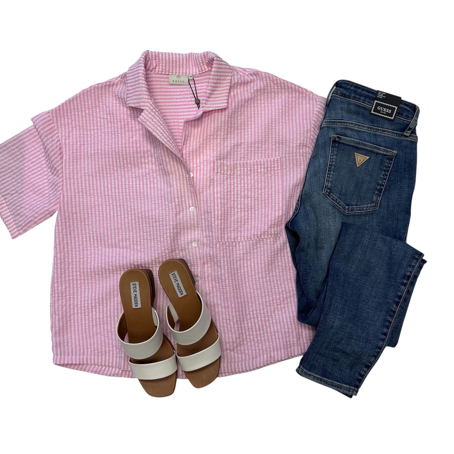 Kaffe Hally Shirt Pink/Chalk Stripe
