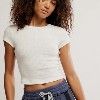Free People Wait A Minute Baby Tee Oatmeal