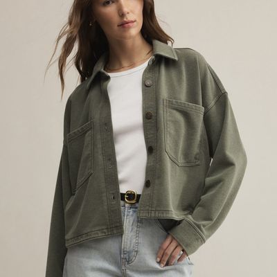 Z Supply All Day Cropped Knit Jacket Hunter