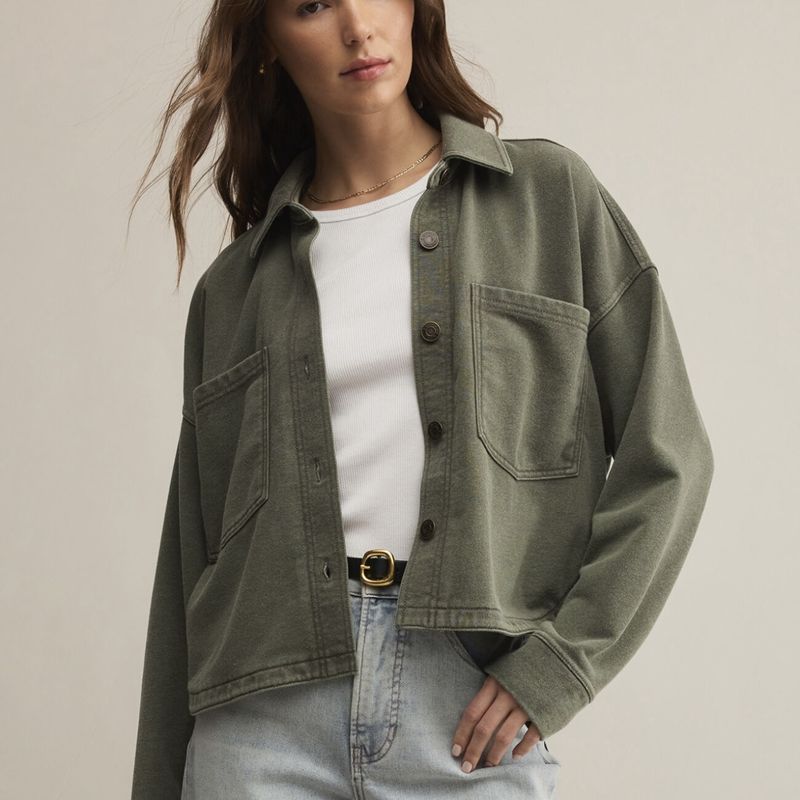 Z Supply All Day Cropped Knit Jacket Hunter
