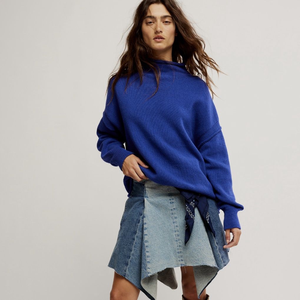 Free People WTF Torres Rollneck Skipper Blue