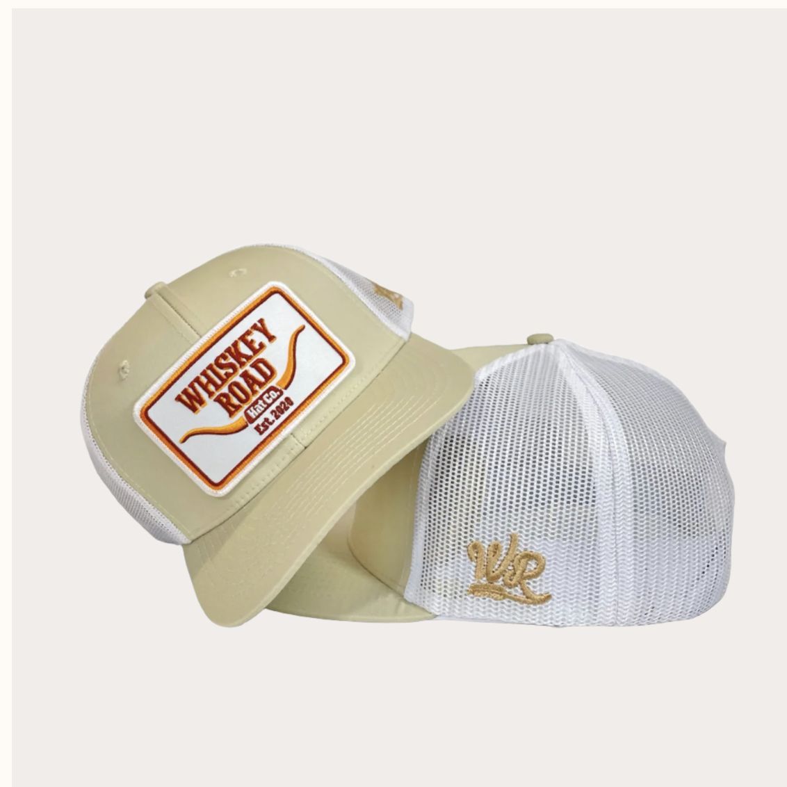 Whiskey Rd Longhorn Snapback Cream