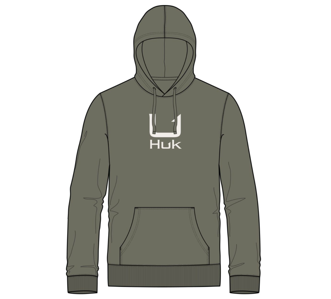 HUK Barb Cotton Hoodie Moss