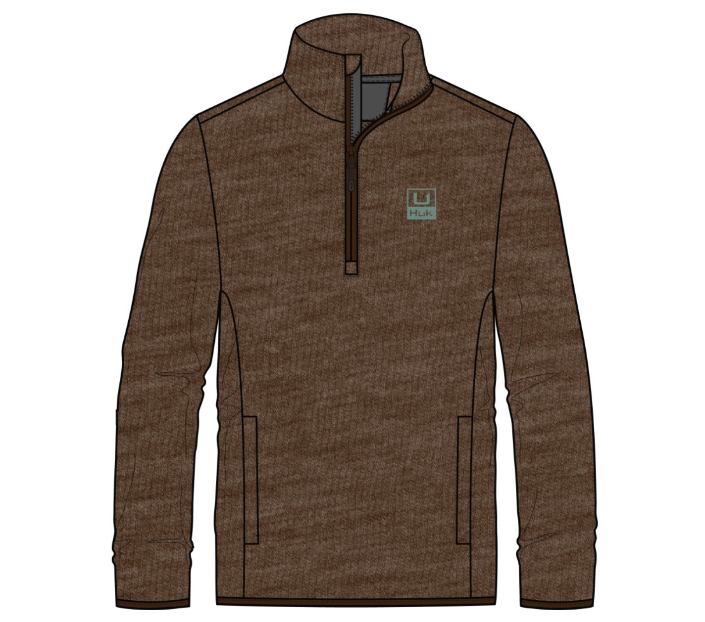 HUK Coldfront 1/4 Zip Pluff Mud Heather