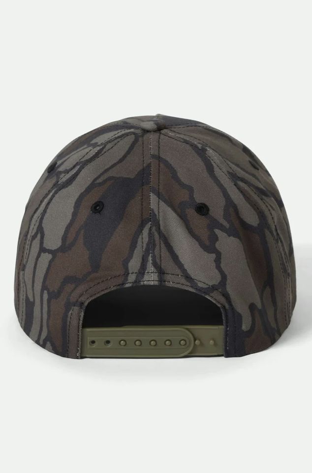 Brixton Crest Curved Snapback Bark Camo