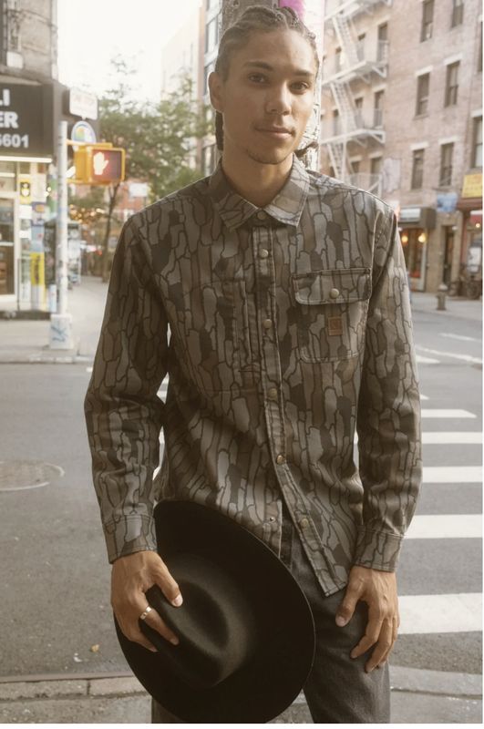 Brixton Builders Stretch Overshirt Bark Camo