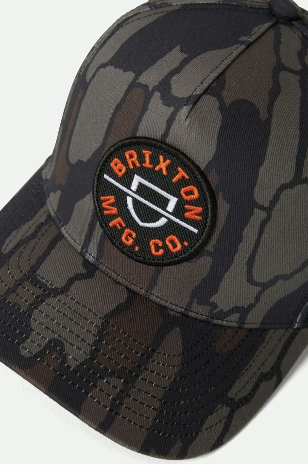 Brixton Crest Curved Snapback Bark Camo