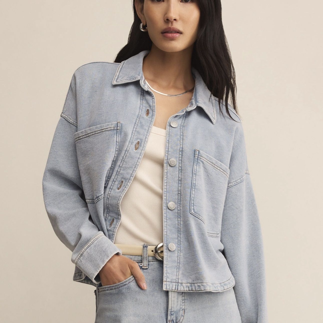 Z Supply All Day Denim Knit Jacket