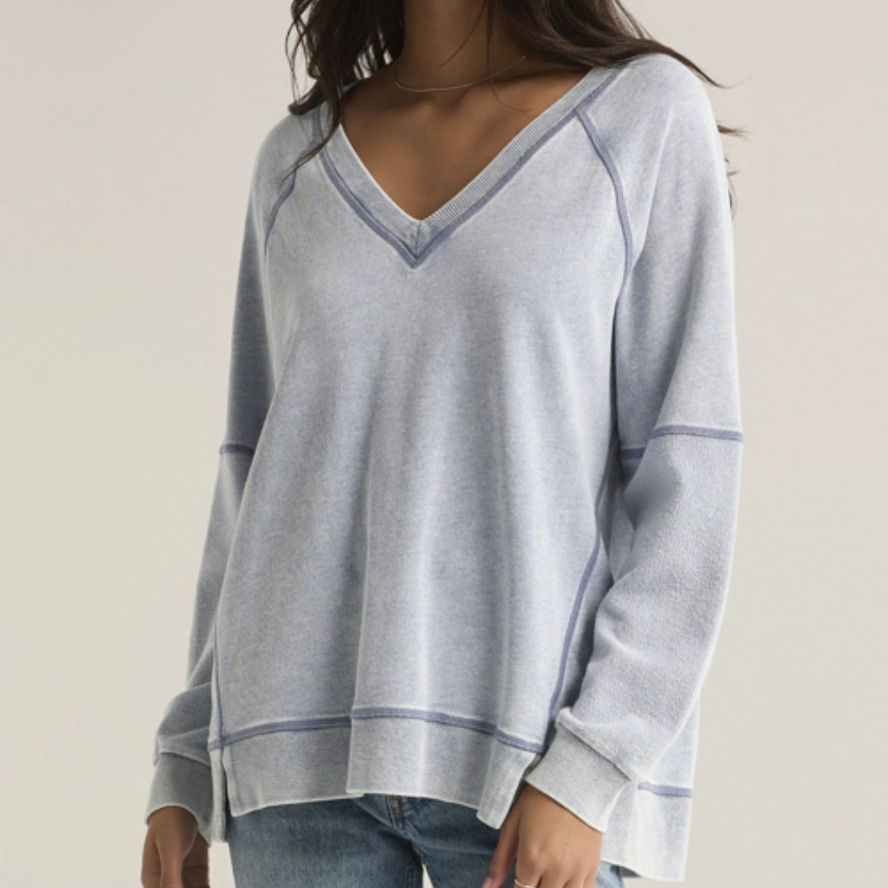 Z Supply Easy Knit Denim Sweatshirt