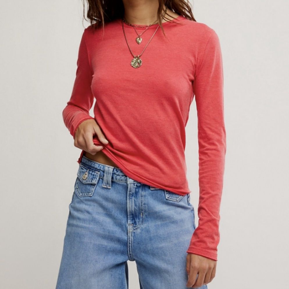 Free People Nova LS Tee Red