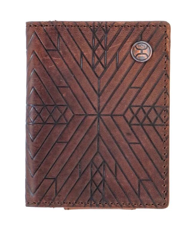 HOOEY "AUSTIN" HOOEY BIFOLD MONEY CLIP BROWN W/ AZTEC