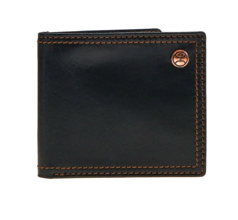 HOOEY CLASSIC" SMOOTH BLACK BIFOLD WALLET