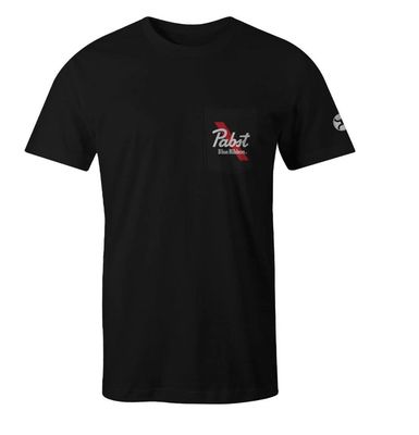 HOOEY &quot;PABST BLUE RIBBON&quot; BLACK W/RED &amp; WHITE T-SHIRT