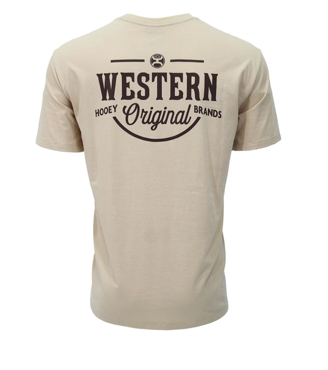 HOOEY &quot;WESTERN OG&quot; TAN W/BROWN LOGO T-SHIRT