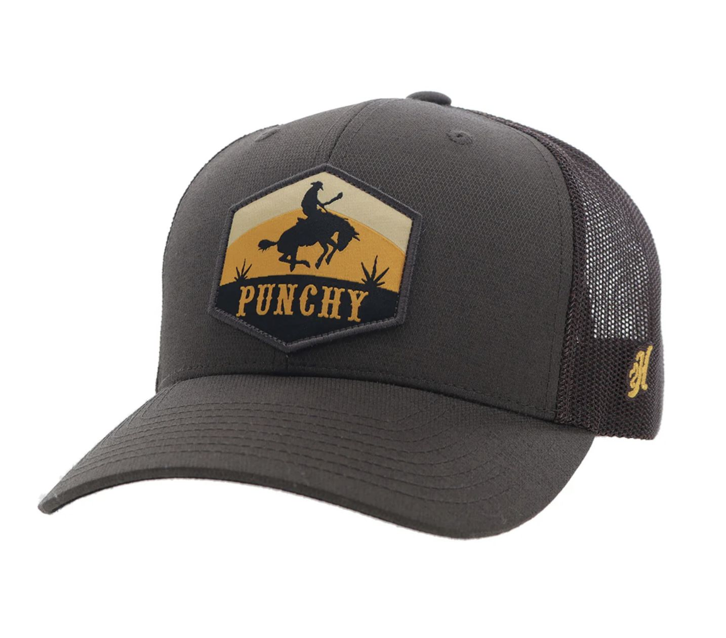 HOOEY &quot;RANCHERO&quot; PUNCHY HAT BROWN W/BLACK &amp; ORANGE PATCH