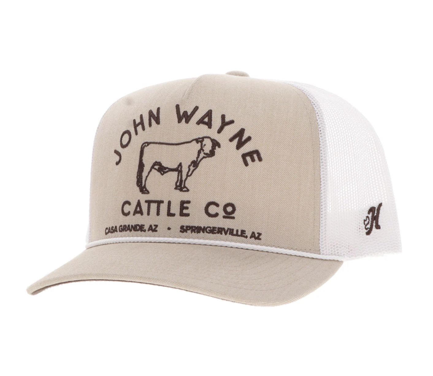 HOOEY &quot;JOHN WAYNE&quot; HAT TAN &amp; WHITE W/STITCHING