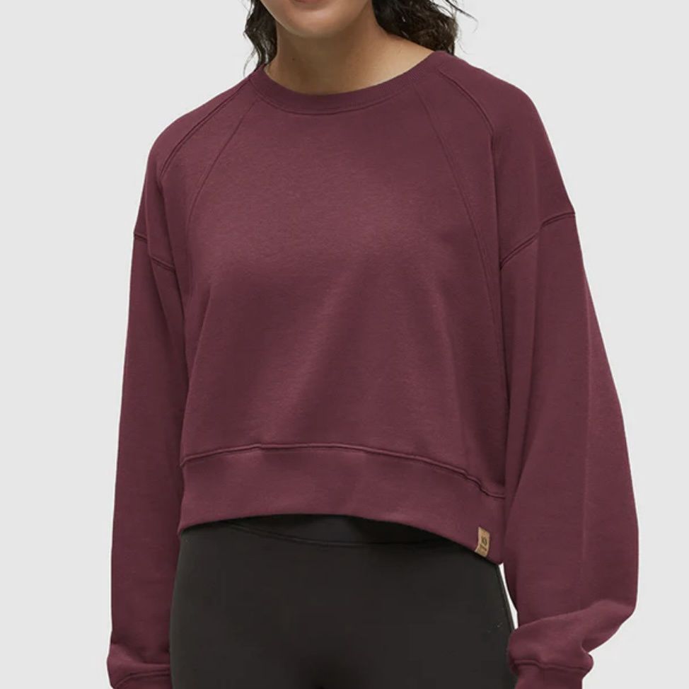 TenTree Bluffs Cropped Crew Burgundy
