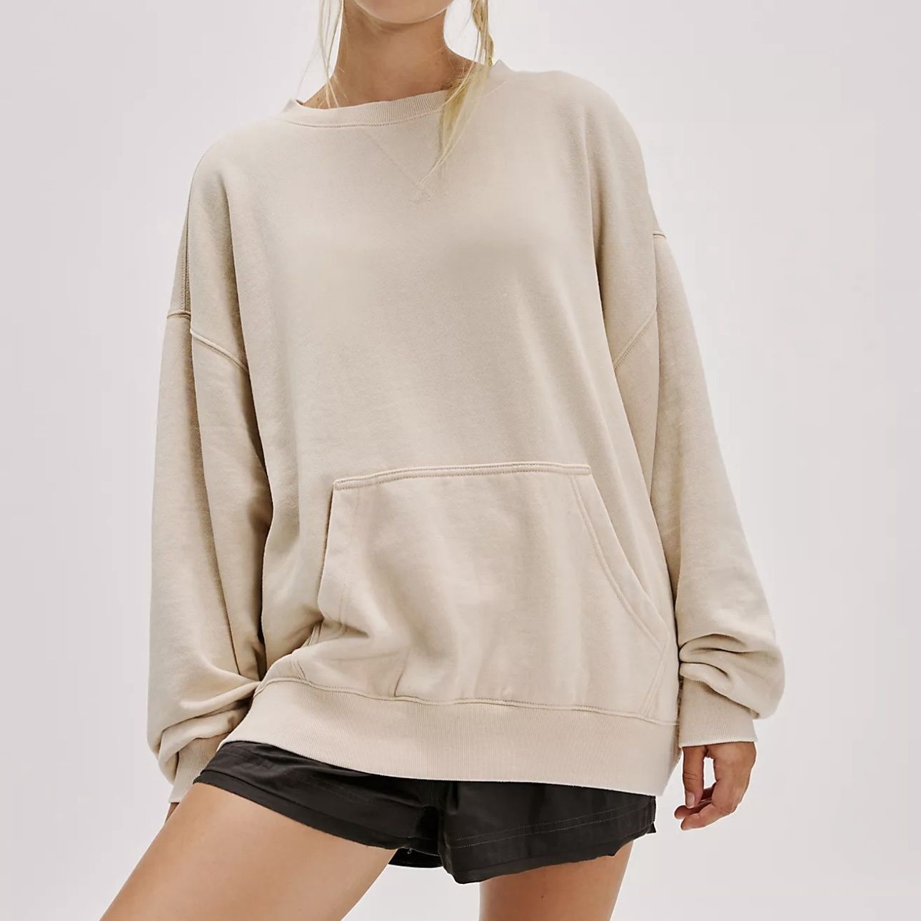 Free People Slow It Down Pullover in Morning Oat