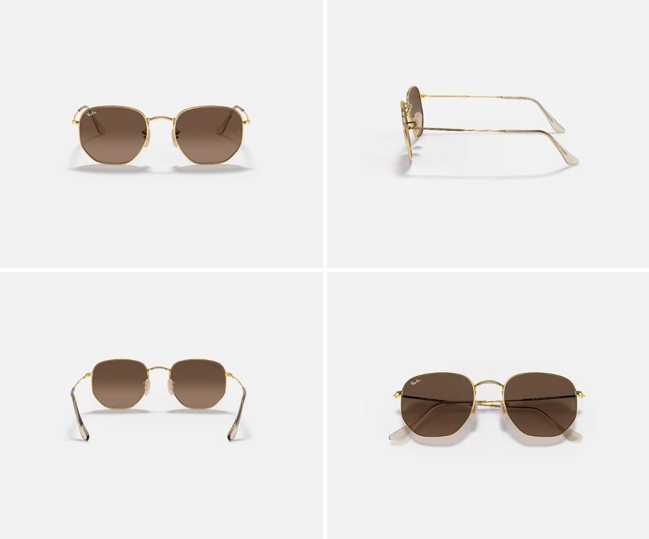 Rayban Hexagonal Polished Arista Gold / Brown