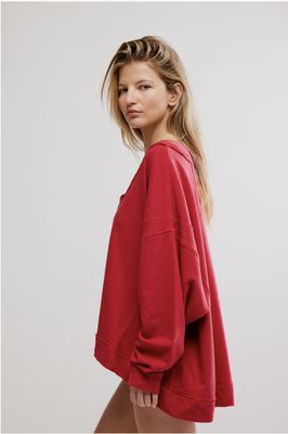 Free People Staycation Pullover Deep Cherry