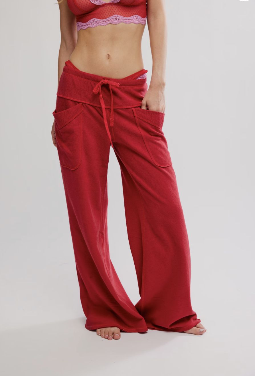 Free People Staycation Pant Deep Cherry