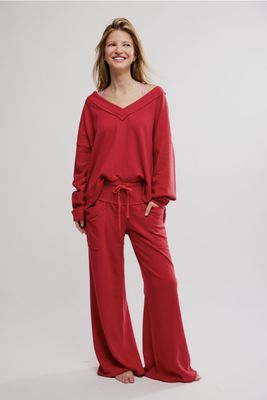 Free People Staycation Pant Deep Cherry