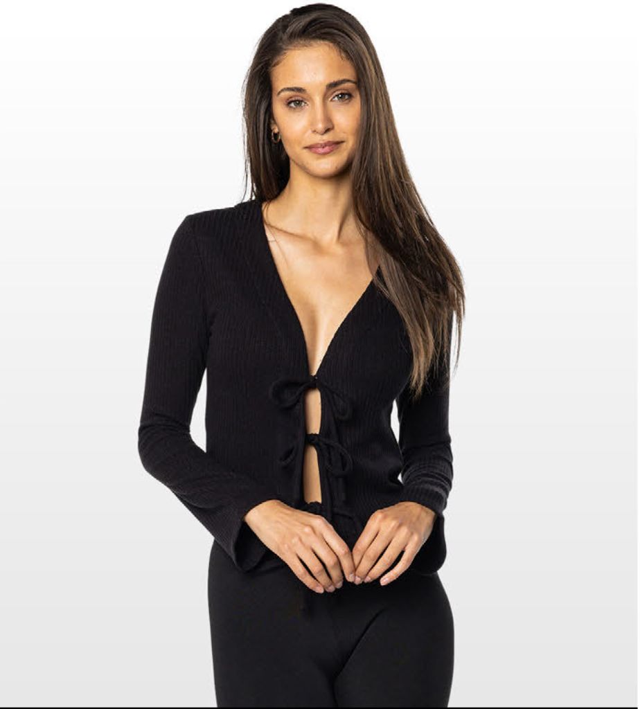 TEAMLTD Tie Front LS Black