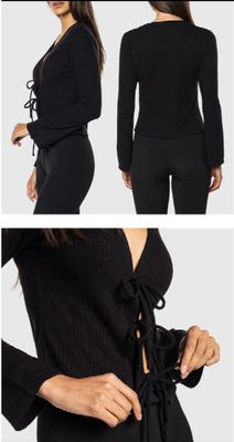 TEAMLTD Tie Front LS Black