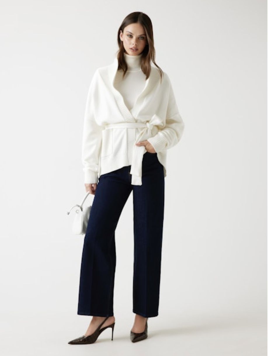Guess Jeans ECO BELTED CARDI SWTR Cream White