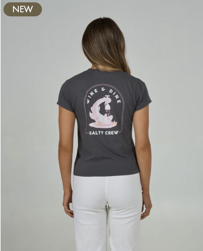 Salty Crew Wine N Dine Modern Tee - Charcoal