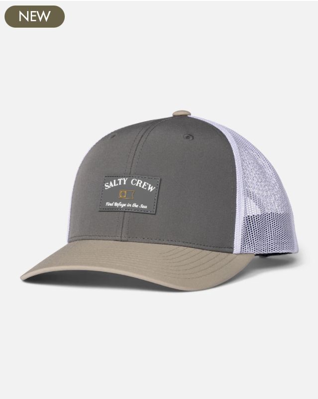 Salty Crew Steadfast Retro Trucker Hat - Grey Tan