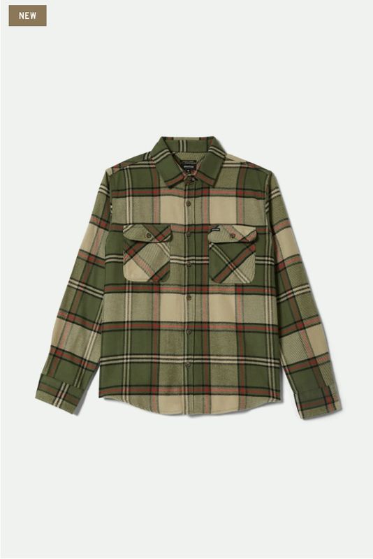 Brixton Bowery Flannel Wild Green/Elm/Adrenaline Rush