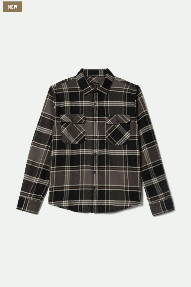 Brixton Bowery flannel Black/Charcoal/Pinecone