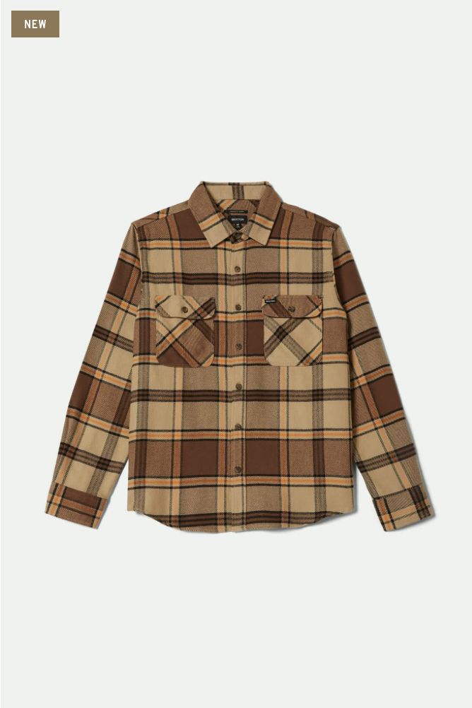Brixton Bowery Flannel Sand/Pinecone/Solar Orange