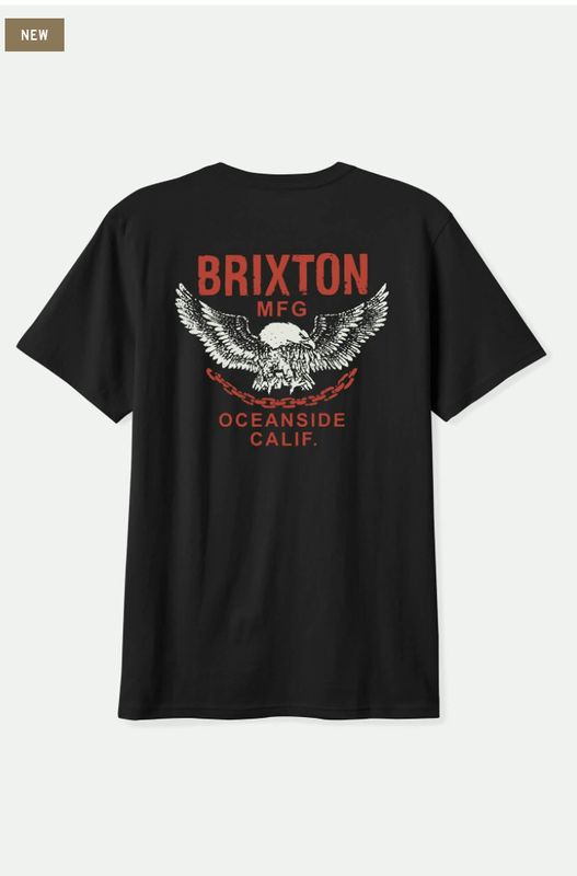 Brixton WALLER STANDARD T-SHIRT Black Warn Wash