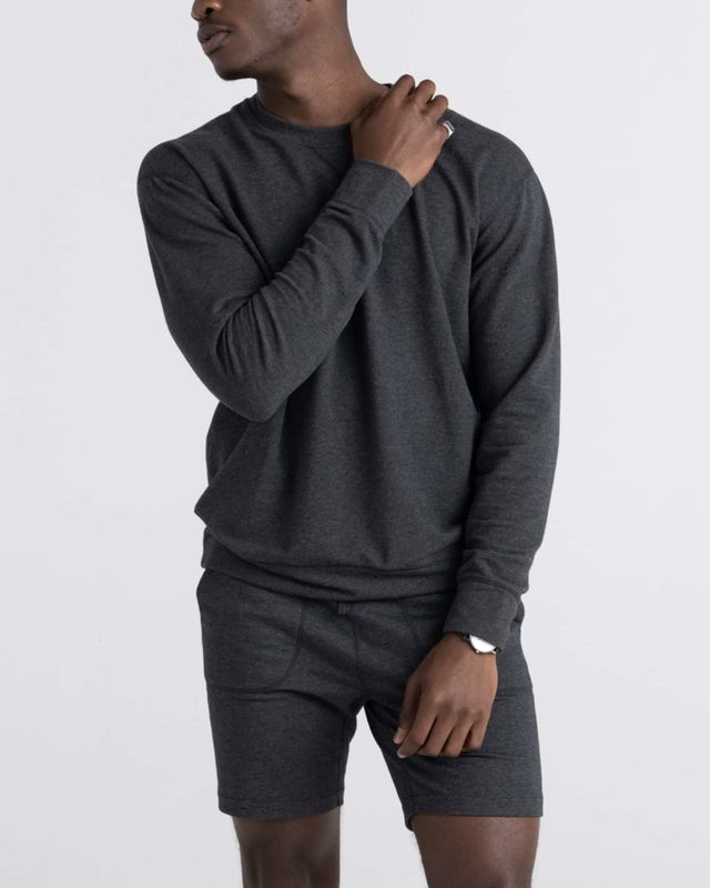 SAXX 3Six Five Lounge Crew Sweatshirt Black Heather