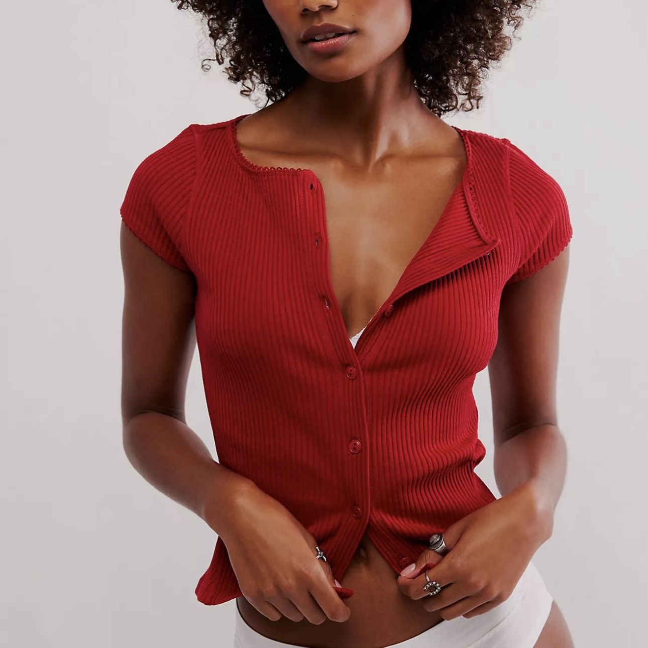 Free People Most Wanted Cardi Red