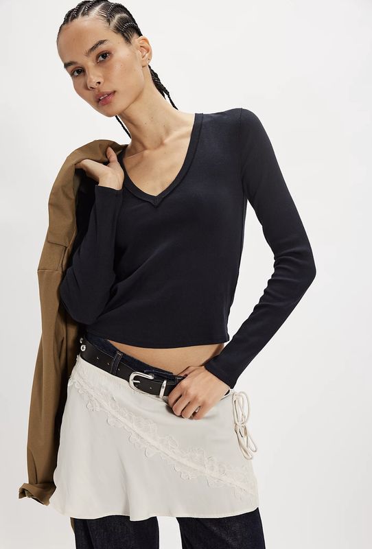 Free People We The Free Neria Long Sleeve Top Black