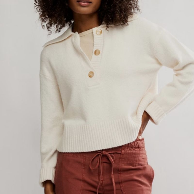 Free People Trading Up Polo Ivory
