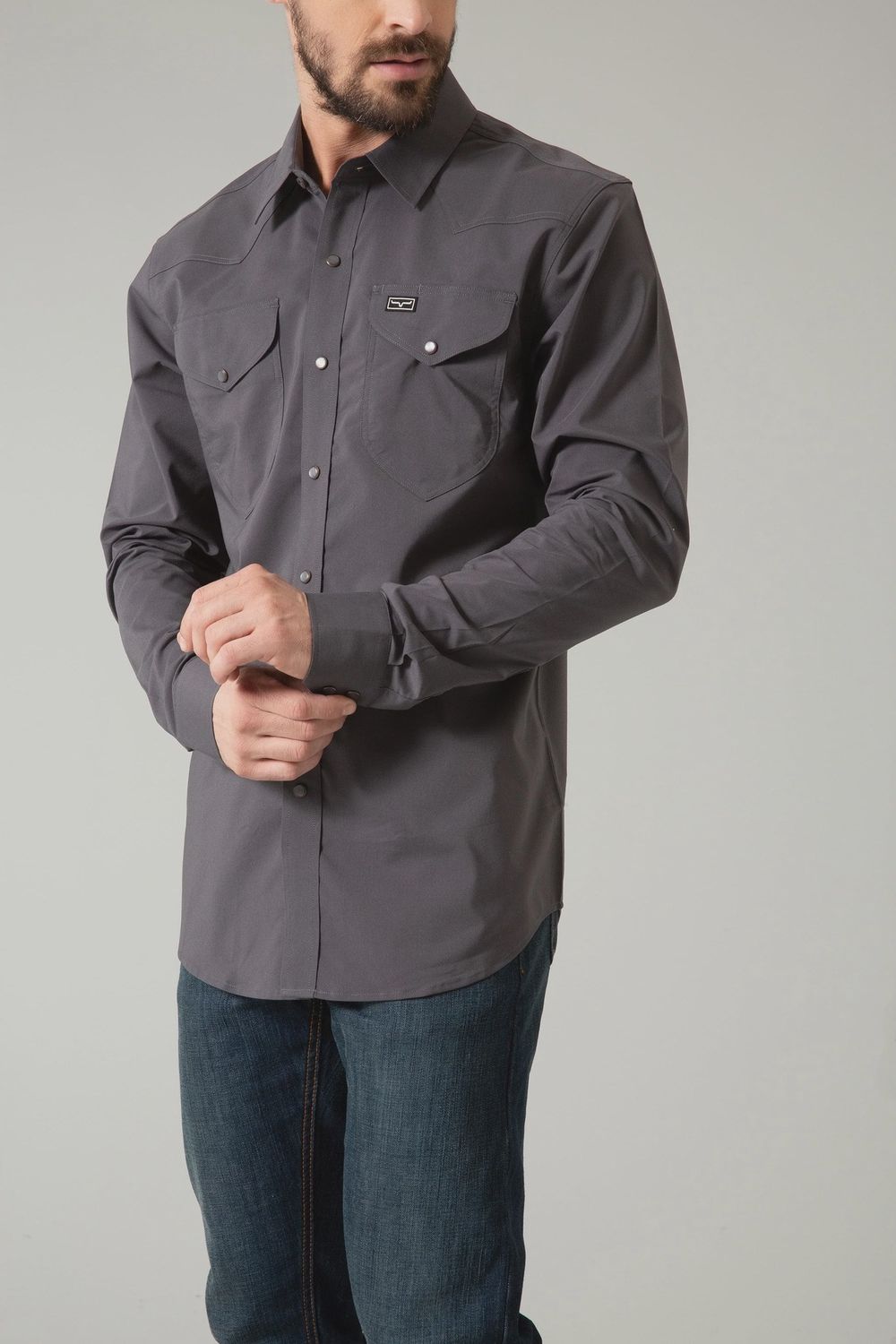 Kimes Blackout LS Wedding Shirt Charcoal