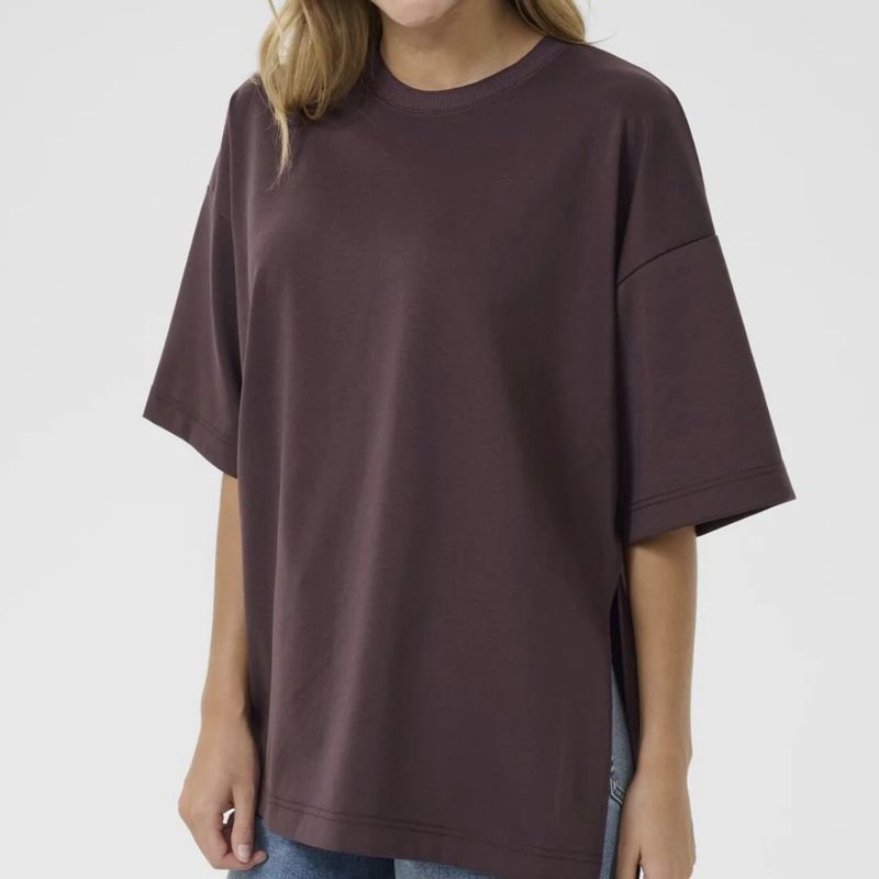 Kaffe Jenny Slit T-Shirt Brown