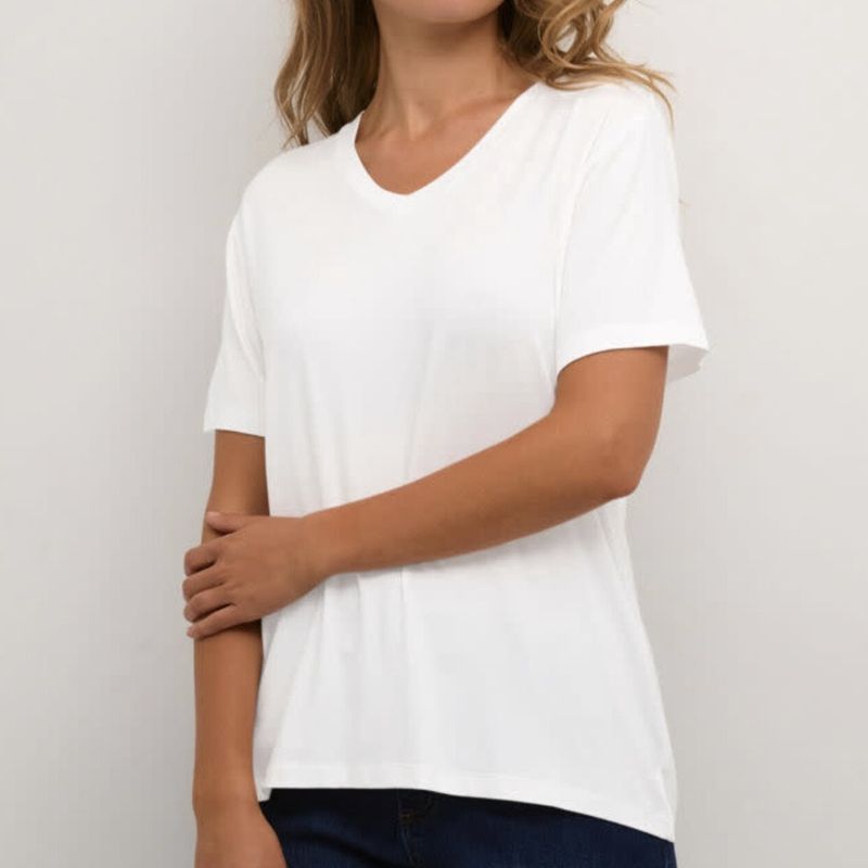 Kaffe Frida V-Neck T-Shirt Chalk